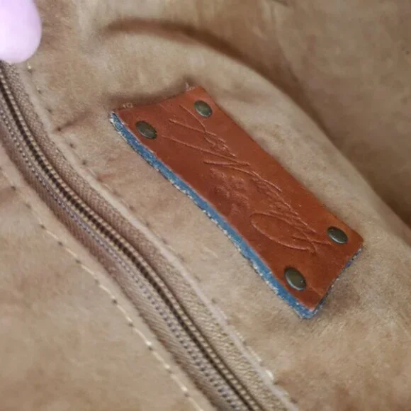 Patricia Nash Tan Italian Leather boho Chainlink Crossbody Rustic Bag - Picture 7 of 7